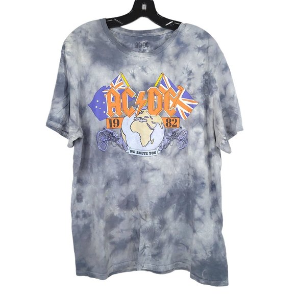Perryscope ACDC We Salute You Graphic T Shirt Mens Sz L Tie Dye Gray Top - Picture 2 of 10